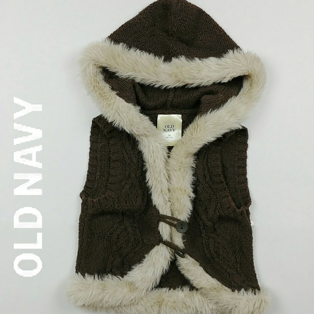 Old Navy Cable Knit Sweater Sleeveless Hoodie - M
